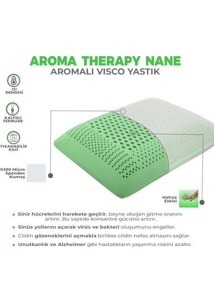 Visco Foam AROMA TERAPİ Hava Kanallı  Visco Yastık