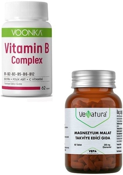 Vitamin B Complex 62 Tablet +Yetişkinler Için Magnezyum Malat 60 Tablet