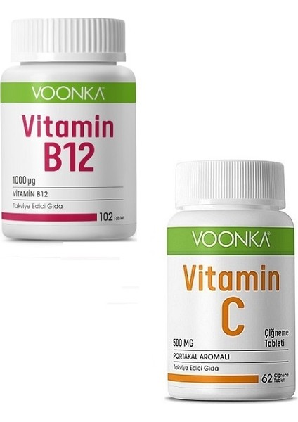 Vitamin B12 1000 Μg 102 Tablet +Vitamin C Çiğneme 62 Tablet