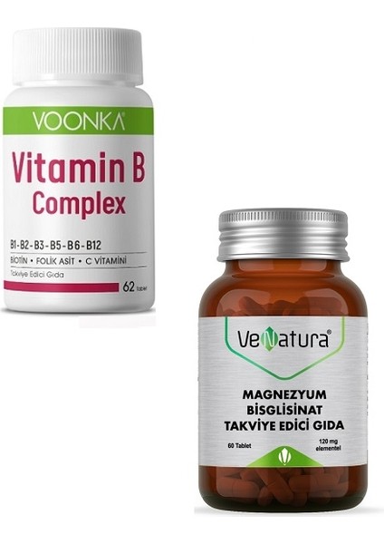 Vitamin B Complex 62 Tablet+Yetişkinler Için Magnezyum Bisglisinat 60 Tablet