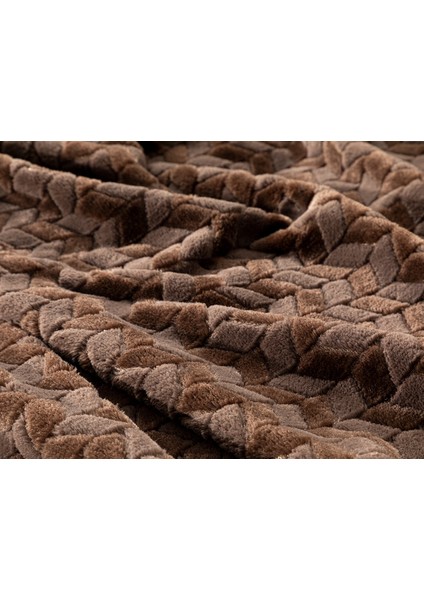 Softy Braid Ombre Super Soft Çift Kişilik Battaniye 200 x 220 cm Kahve