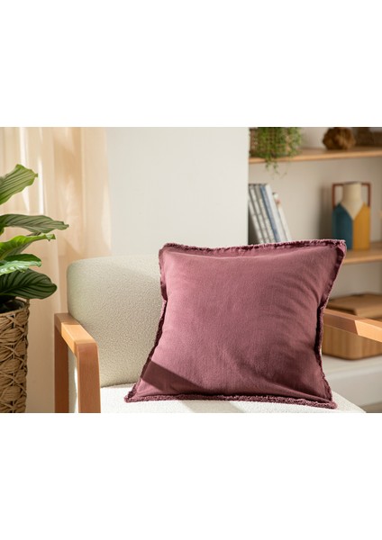 Marsilya Denim Kırlent Kılıfı 45 x 45 cm Bordo
