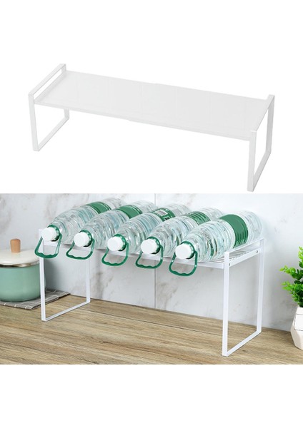 SunniMix Genişletilebilir Kabine Raf Organizatör Banyo Mutfak Kiler Kupası Pot Beyaz
