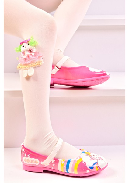 Unicorn Kız Çocuk Pembe Babet Ayakkabı
