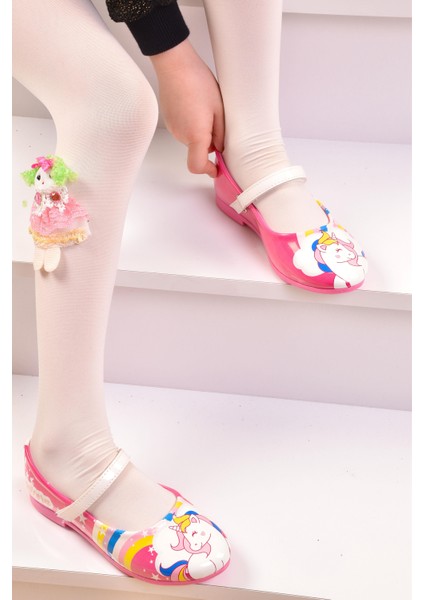 Unicorn Kız Çocuk Pembe Babet Ayakkabı