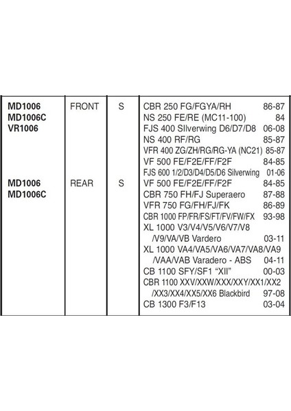 Hon. Xl 1000 03-11 Cbr 1100 Xx 97-08 Ebc Arka Disk