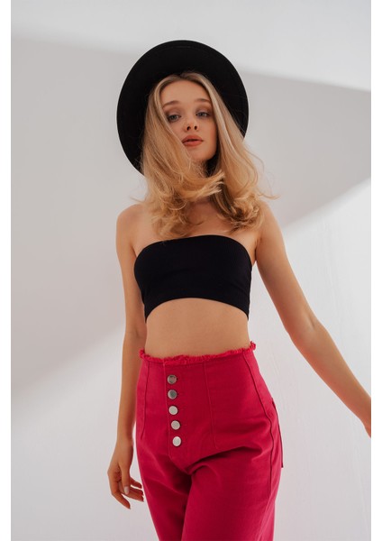 Fitilli Straplez Siyah