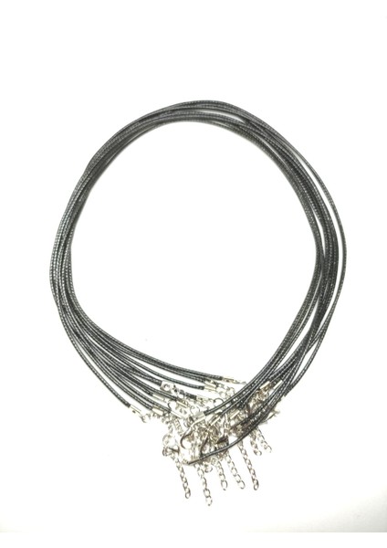 10 Adet Klipsli Siyah Renk Kolye Ipi