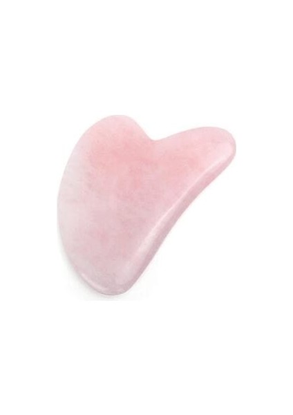 Doğaltaş Kalp Pembe Kuvars Gua Sha Yüz Masaj Taşı