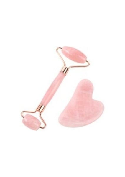 Pembe Kuvars Face Roller-Gua Sha