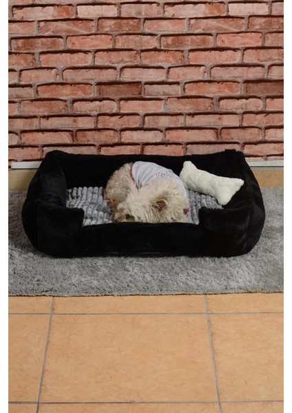 Dolgulu Kedi Köpek Yuvası 70x50cm Siyah Gri fiyatları