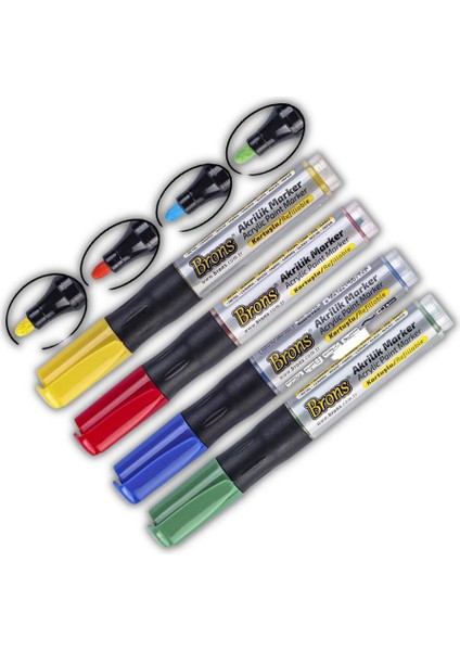 Akrilik Marker Yuvarlak Uç 4 Adet 1 Paket Brons Akrilik Markör Metal Seramik Ahşap Kumaş Tuval Cam Taş