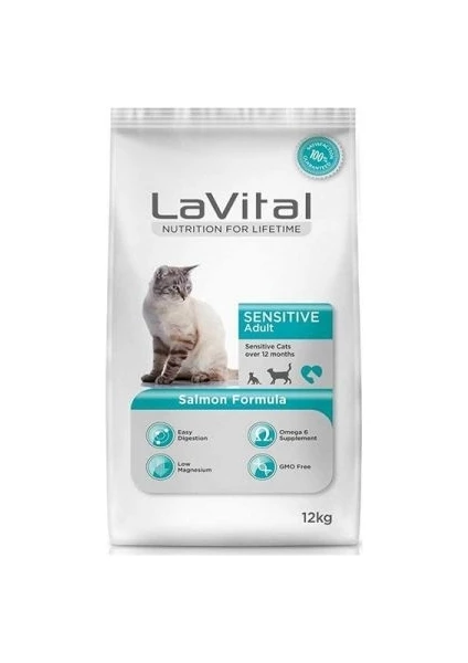 Lavital Sensitive Somonlu Yetişkin Kedi Maması 12 kg