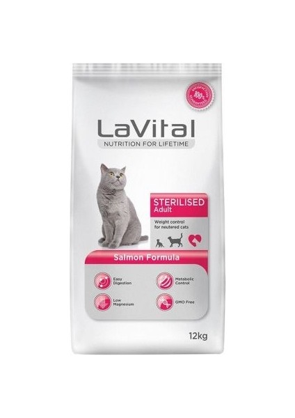 Lavital Sterilised Somonlu Kısırlaştırılmış Kedi Maması 12 kg