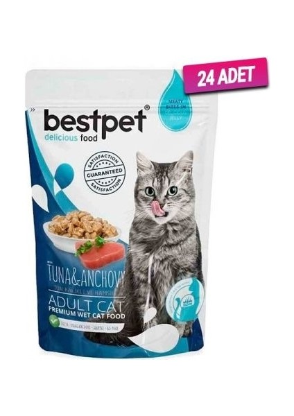 24 Adet - Ton Balıklı ve Hamsili Yetişkin Kedi Konservesi 85 gr