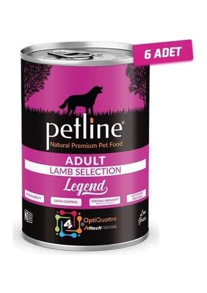 6 Adet - Petline Natural Adult Kuzu ve Pirinçli Pate Yetişkin Köpek Konservesi 400 gr