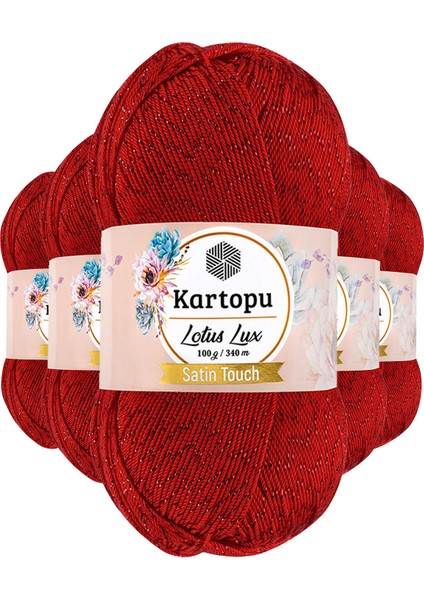 5 Adet Lotus Lux Bikini Büstiyer Bluz Simli Örgü Ipi K165 Kırmızı