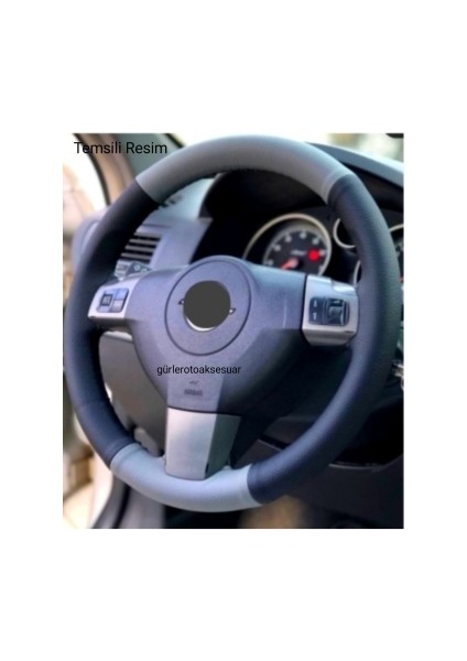 Opel Astra J Dikmeli Direksiyon Kılıfı Iki Renkli Gri Siyah