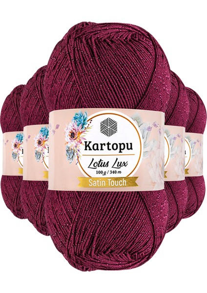 5 Adet Lotus Lux Bikini Büstiyer Bluz Simli Örgü Ipi K747 Vişne