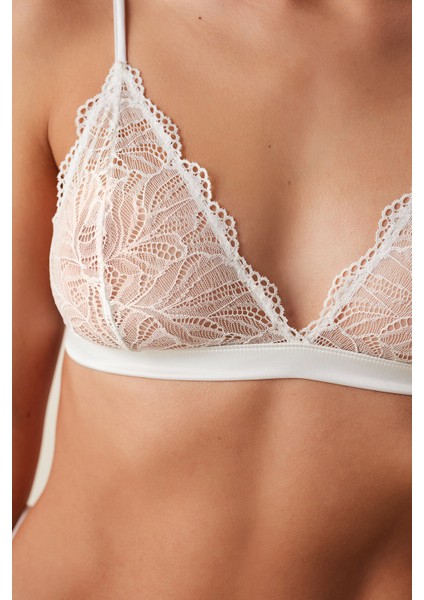 Ekru Little Ribbon Satin Banded Sütyen modelleri