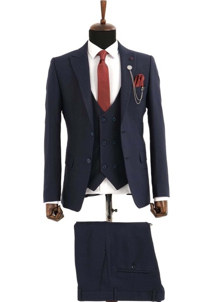 Lacivert Slim Fit Erkek Takım Elbise
