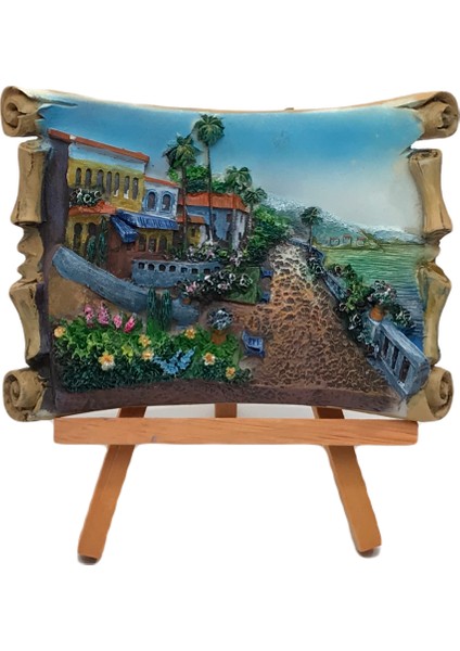 Muhtelif Polyester 3D Kabartma Deniz Manzara Temalı Masa Üstü Standlı Tablo 9X12CM