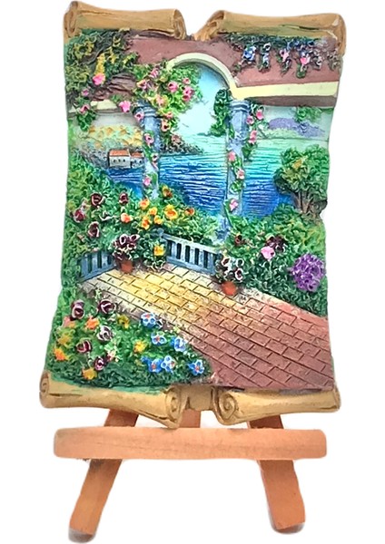 Muhtelif Polyester 3D Kabartma Deniz Manzara Temalı Masa Üstü Standlı Tablo 7X10CM