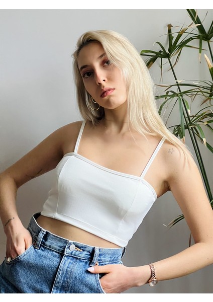 Crop Üst Kadın Ekru