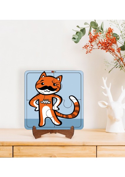 Toys Çocuklar Için 2 Si 1 Arada Eğitici-Öğretici Ahşap 4 Parça Yapboz Puzzle Çerçeve Model 11