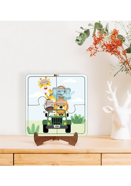Toys Çocuklar Için 2 Si 1 Arada Eğitici-Öğretici Ahşap 4 Parça Yapboz Puzzle Çerçeve Model 4