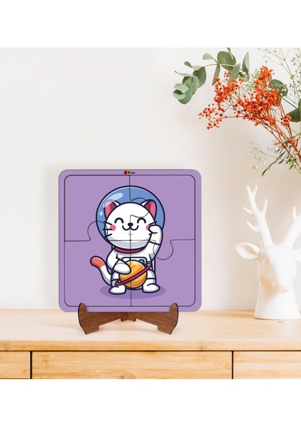 Toys Çocuklar Için 2 Si 1 Arada Eğitici-Öğretici Ahşap 4 Parça Yapboz Puzzle Çerçeve Model 6