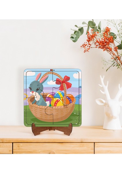 Toys Çocuklar Için 2 Si 1 Arada Eğitici-Öğretici Ahşap 4 Parça Yapboz Puzzle Çerçeve Model 51