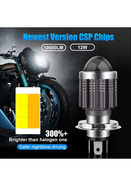 10000LM H4 LED Moto H6 BA20D LED Motosiklet Far Ampulleri Csp Lens Beyaz Sarı Hi Lo Lamba Scooter Aksesuarları Sis Farları 12V (Yurt Dışından)