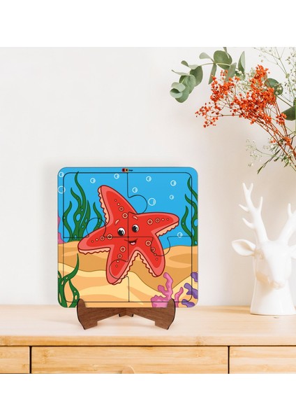 Toys Çocuklar Için 2 Si 1 Arada Eğitici-Öğretici Ahşap 4 Parça Yapboz Puzzle Çerçeve Model 31