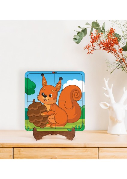 Toys Çocuklar Için 2 Si 1 Arada Eğitici-Öğretici Ahşap 4 Parça Yapboz Puzzle Çerçeve Model 29