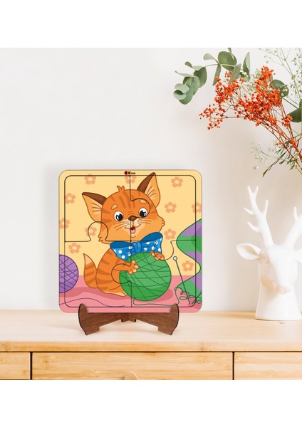 Toys Çocuklar Için 2 Si 1 Arada Eğitici-Öğretici Ahşap 4 Parça Yapboz Puzzle Çerçeve Model 18
