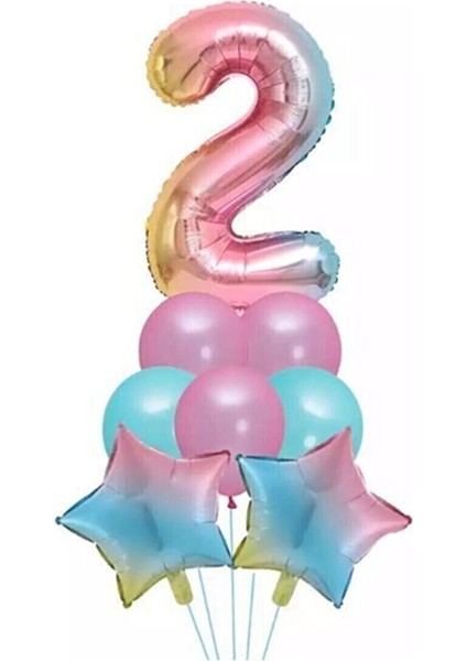 Unicorn Folyo Balon Doğum Günü Seti 2 Yaş