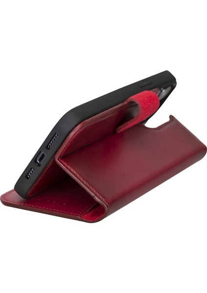 Apple iPhone 13 Pro Max Magic Wallet Kırmızı Deri Telefon Kılıfı