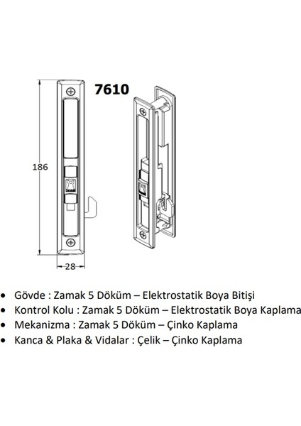 Alm Sürme Kilit, Kancalı, Kilitli, Anahtarlı, Beyaz fiyatları