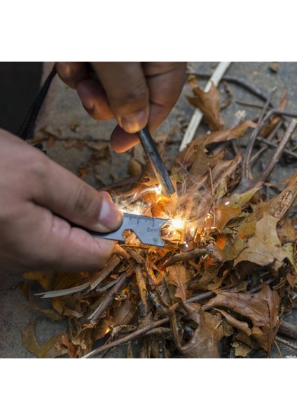 Kamp Çakmağı Magnezyum Çakmak Taşı Ateş Başlatıcı Kit Düdük Hediyeli