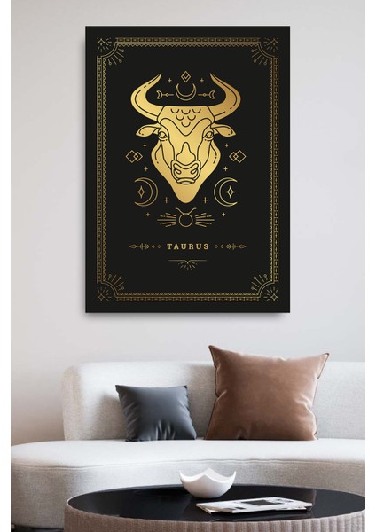 Kanvas Tablo Baskılı Taurus Boğa Burcu Sevgili Arkadaş Aile Ev Ofis Otel Hediyelik Tablo