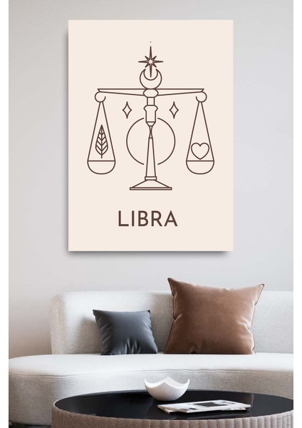 Kanvas Tablo Baskılı Libra Terazi Burcu Sevgili Arkadaş Aile Ev Ofis Otel Hediyelik Tablo