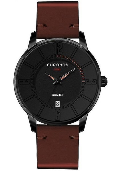 Lbq-Chronos Casual Stil Tarihi Ekran Erkekler Bilek Izle Renkli Deri Kayış Kuvars(Yurt Dışından)