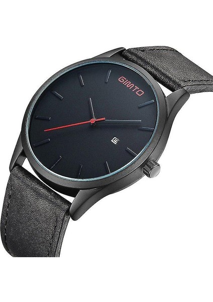 Lbq-Gımto GM208 Erkekler Izle Lüks Tarihi Ekran Deri Watch Band Erkek Kuvars Bilek