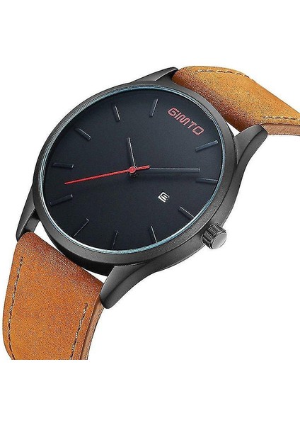 Lbq-Gımto GM208 Erkekler Izle Lüks Tarihi Ekran Deri Watch Band Erkek Kuvars Bilek