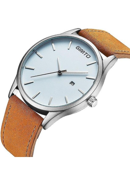 Lbq-Gımto GM208 Erkekler Izle Lüks Tarihi Ekran Deri Watch Band Erkek Kuvars Bilek