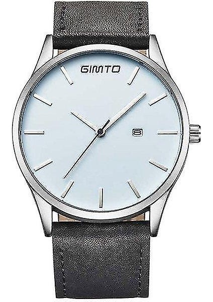 Lbq-Gımto GM208 Erkekler Izle Lüks Tarihi Ekran Deri Watch Band Erkek Kuvars Bilek