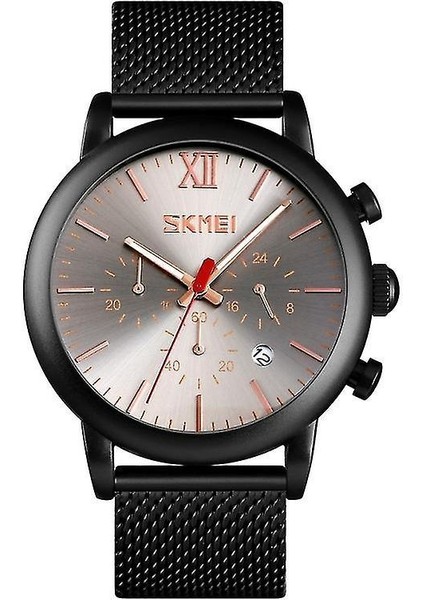 Lbq-Skmeı 9203 Gece Lambası Erkekler Izle Moda Eğlence Çok Fonksiyonlu Zamanlama Çelik Örgü Kemer Kuvars