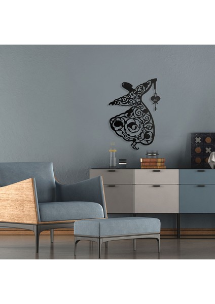 Semazen Metal Duvar Tablosu - 50X69, Siyah