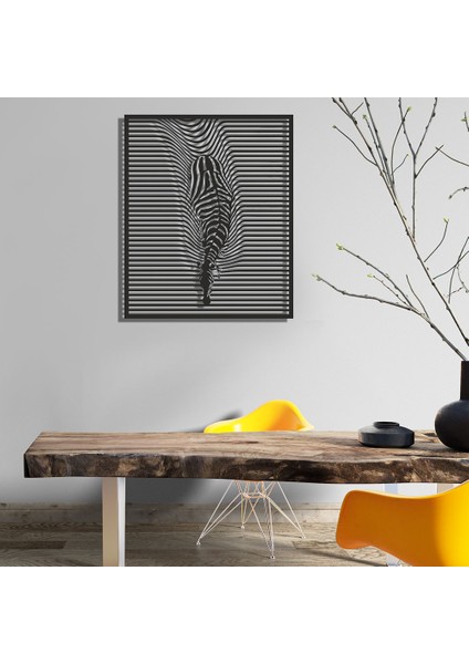 Zebra Illüzyon Metal Duvar Tablosu - Siyah, 41X49